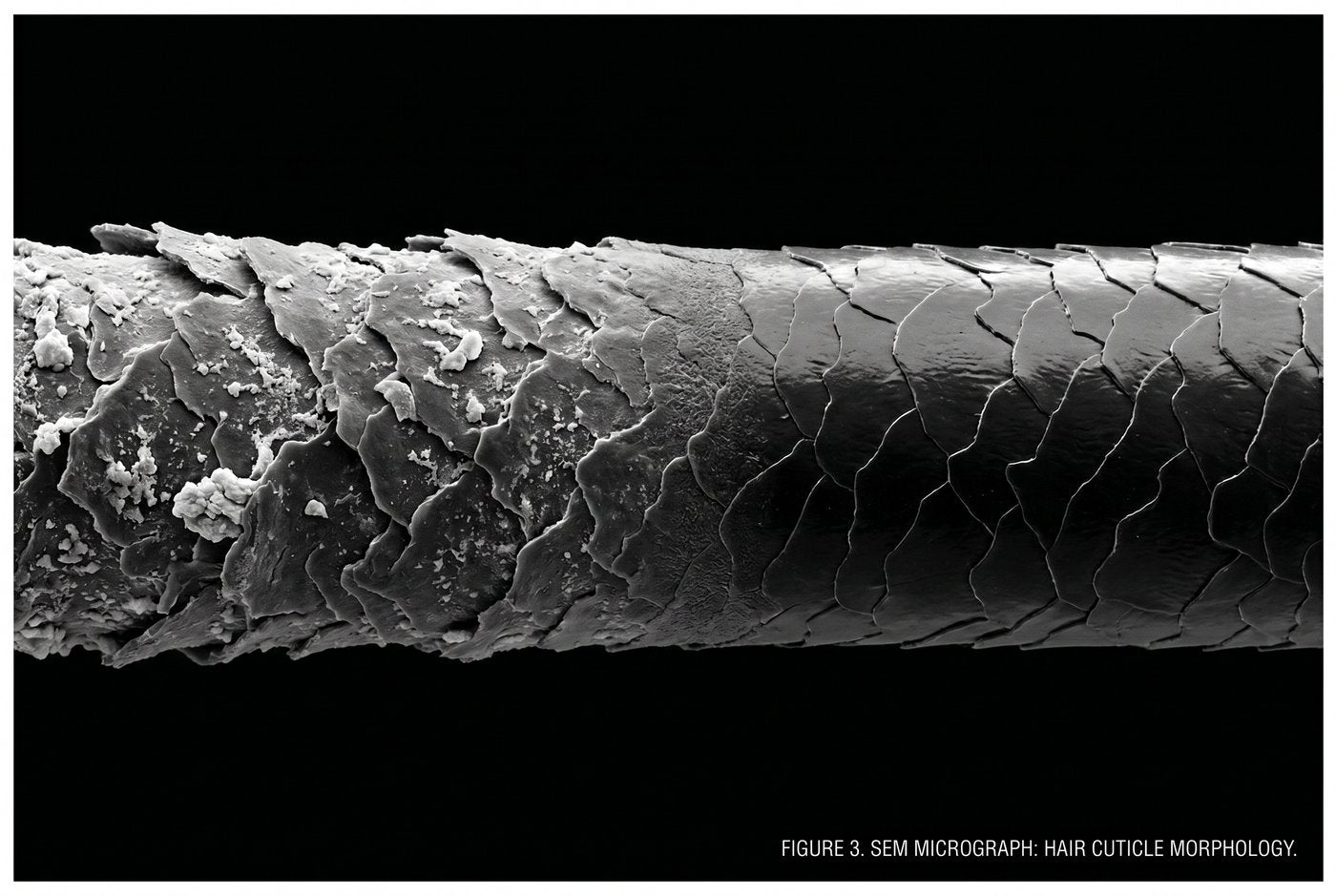 Haarstruktur unter dem Mikroskop — Kutikula-Schäden durch hartes Wasser